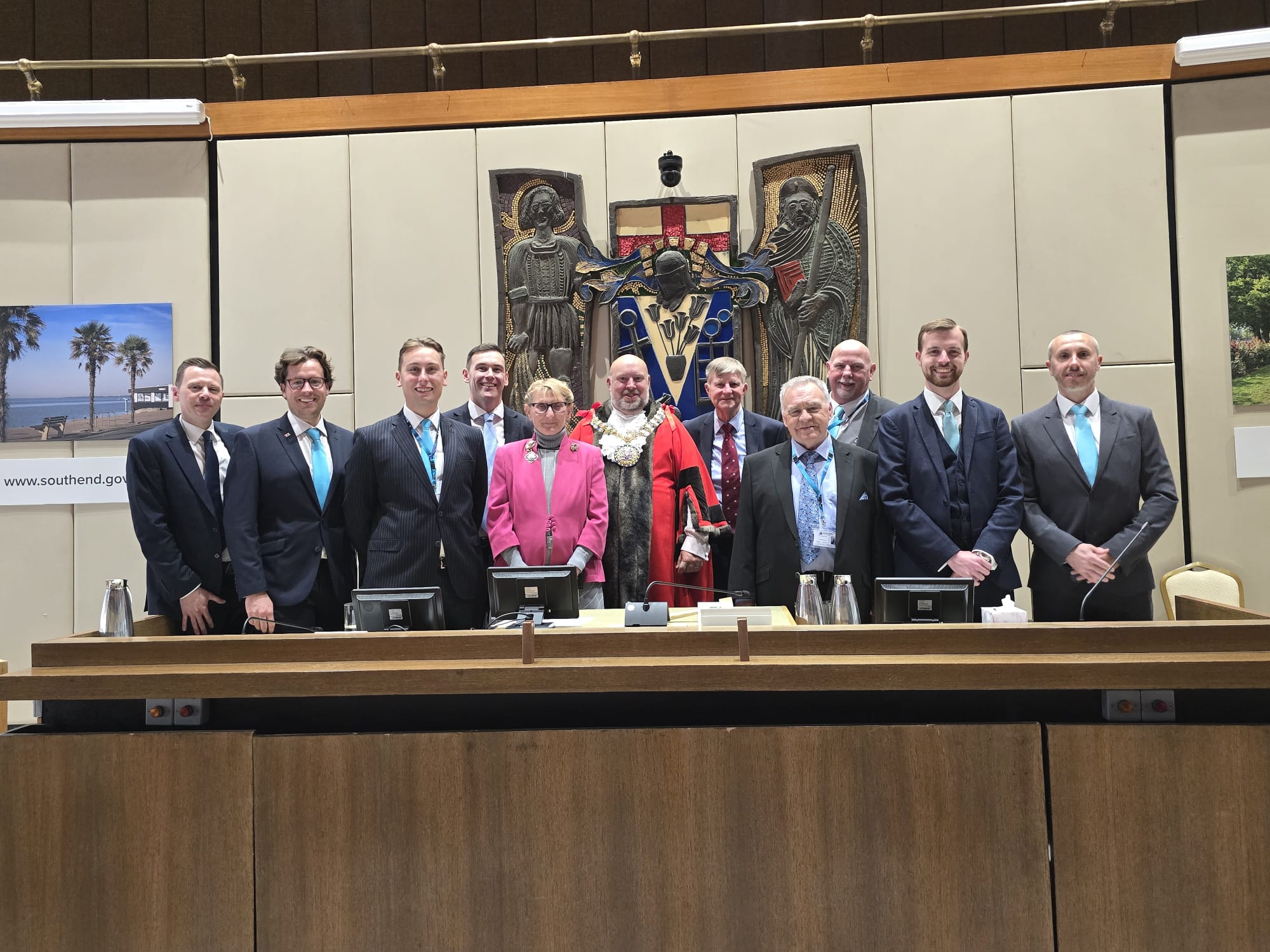 Eleven Reform UK councillors in the Southend Council chamber